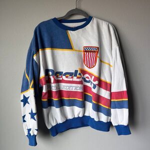Vintage 90s Reebok Crewneck Adult Sz Lg Sport AOP  World Record Special Edition